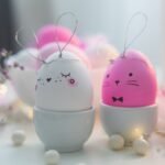 Pink and White Easter Bunny Eggs On Ceramic Cups
